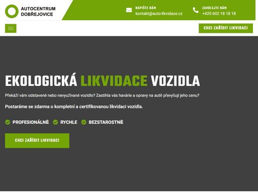 ekologická likvidace vozidel - zdarma se postaráme se o kompletní a certifikovanou likvidaci vozidla.
