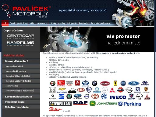 speciální opravy motorů, náhradní díly, servis, brusírna pavlíček, pavlíček motordíly