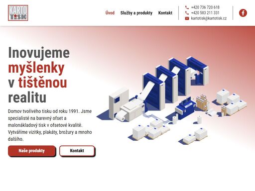 stránka společnosti kartotisk s.r.o. nabízíme kompletní služby v oblasti tisku, knihařství a kartonáže. kontaktujte nás pro kvalitní a cenově dostupné řešení vašich tiskových potřeb.