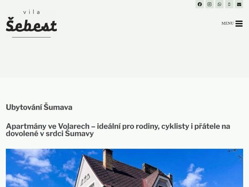 stylová vila šebest ve volarech nabízí rodinné apartmány na šumavě. wi-fi zdarma, pračka v každém apartmánu, zahrada s grilem a parkování.