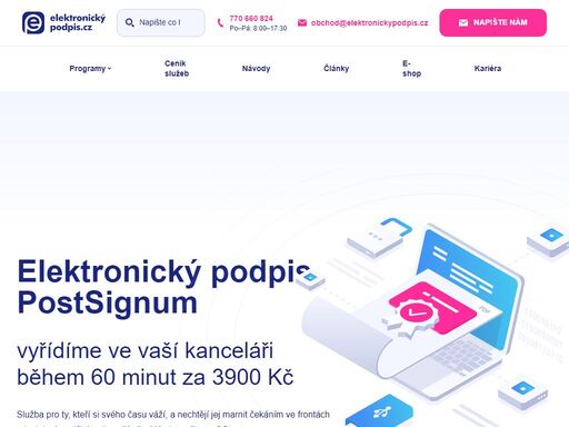 elektronický podpis tj. kvalifikovaný certifikát postsignum vám zřídíme ve vaší kanceláři během 60 minut ? (vč. podpisu dokumentace, vystavení a nastavení certifikátu).?