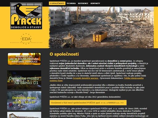 společnost ptáček a.s. - provádění demolic objektů odstřelem, rozebírání a hloubění stavebních jam, stavební činnost, .