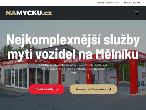 kontaktní a bezkontaktní pěnové mytí osobních vozů i dodávek od 10 kč/min, ruční čištění interiéru profesionálem a další služby. provoz každý den 7–19.
