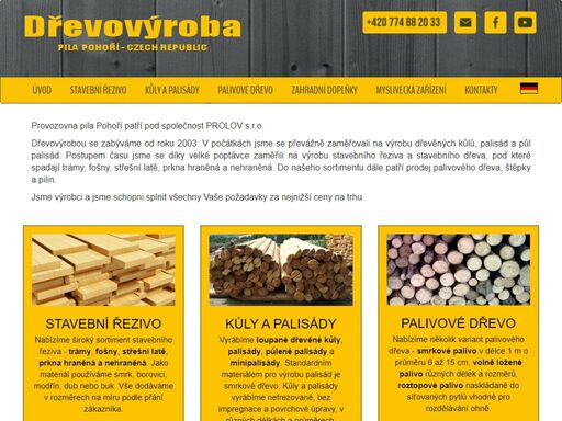vyrábíme dřevěné kůly a palisády, stavební řezivo jako jsou trámy, fošny, prkna a latě, do našeho sortimentu dále patří palivové dřevo a štěpka.