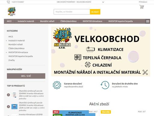 homepage. ?? vítejte na našem e-shopu zaměřeném na velkoobchodní prodej klimatizací, chladicí techniky a montážního materiálu! ????
 
jsme nk klima, s. r. o.  – spolehlivý velkoobchodní distributor klimatizačních systémů od značky inventor.
 zakládáme si na kvalitě, spolehlivosti a moderních technologiích, díky…