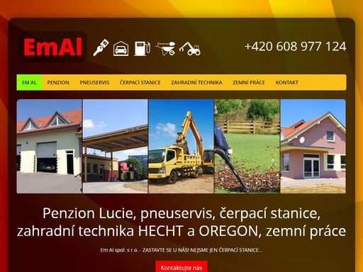 em al - penzion lucie, pneuservis, čerpací stanice, zahradní technika a zemní práce 