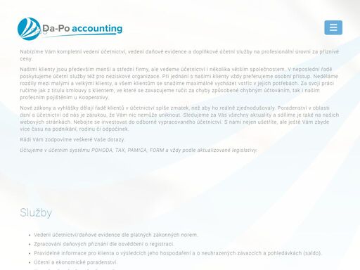 da-po accounting s.r.o. - vedení účetnictví a daňové evidence brno · účetnictví · daňová evidence · profesionální přístup · bez starostí · příznivá cena