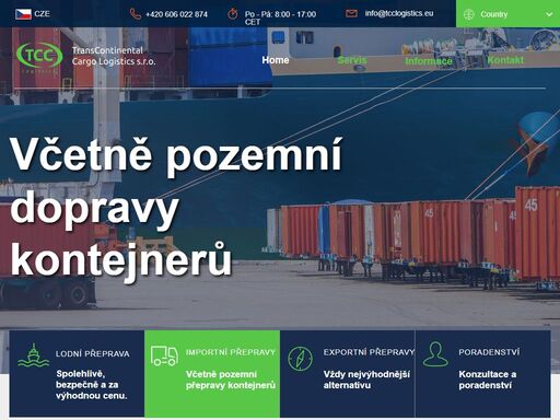 transcontinental cargo logistics - logistické služby, zámořská lodní a pozemní přeprava.
