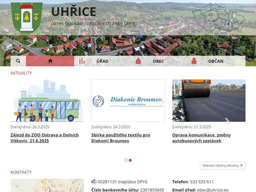 obec uhřice okres blansko, oficiální stránky obce.