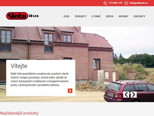 výroba, prodej, servis: automatické dveře, průmyslová a privátní sekční vrata, roletové mříže a vrata, posuvné brány, ploty, venkovní žaluzie a rolety, markýzy. steko cb s.r.o.