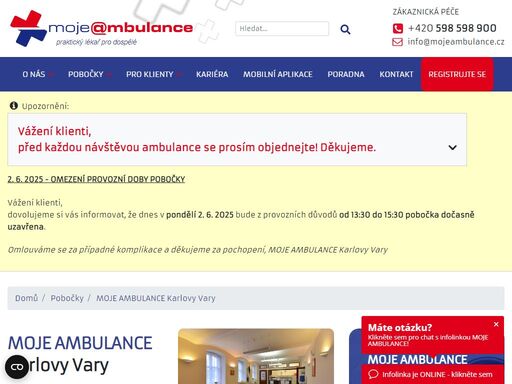 moje ambulance – největší síť ordinací praktických lékařů pro dospělé v čr. 12hodinová ordinační doba, online registrace i objednávka, hrazeno ze zp. 