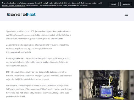 společnost general net poskytuje kvalitní a rychlé připojení k internetu a služby s tím související v okrese olomouc