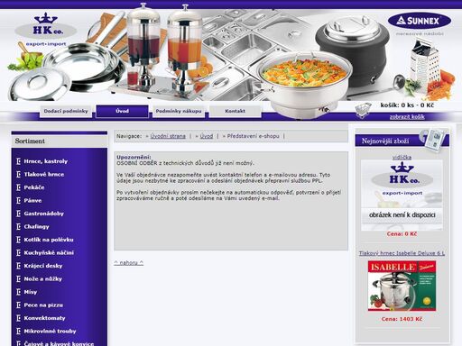 prodavame nerezove nadobi, úvod, představení e-shopu