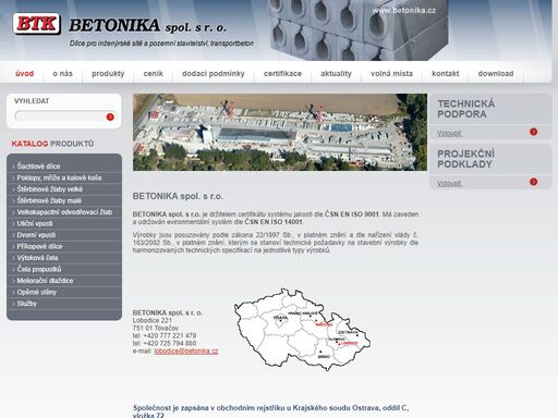 betonika spol. s r.o. je držitelem certifikátu systému jakosti dle čsn en iso 9001:2009. má zaveden a udržován evironmentální systém dle čsn en iso 14001.