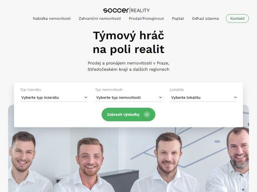 soccer reality je realitní kancelář pro regiony praha, praha východ, hradec králové, mladá boleslav, pardubice. zajišťujeme prodej a pronájem nemovitostí, bytů, domů, pozemků, kanceláři, komerčních prostorů.