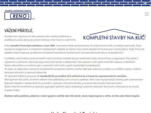 stavební firma, reno s.r.o. - stavební a inženýrská činnost. kompletní stavby a rekonstrukce na klíč. stavby a rekonstrukce domů, restaurací, půdní vestavby