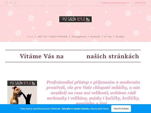 profesionální přístup v příjemném a moderním prostředí, vše pro vaše chlupaté miláčky, u nás nezáleží na rase ani velikosti, uvítáme rádi mrňousky i velikány, pejsky i kočičky, králíčky, morčátka a jiné...