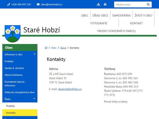 oficiální stránky obce staré hobzí