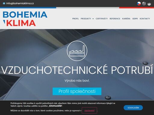 výroba vzduchotechnického potrubí, vzt příslušenství, klapek, protidešťových žaluzií, tlumičů hluku (kulisy a buňky), čtyřhranného vzt a kruhového spiro potrubí.