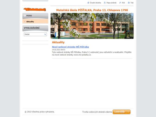 mš píšťalka. chlupova 1798, praha 13 stodůlky