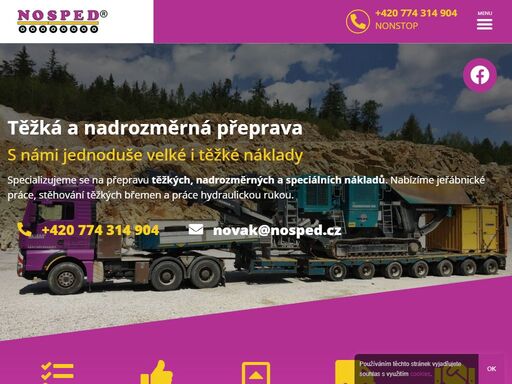 nákladní nadrozměrná doprava těžké mechanizace a nadrozměrného nákladu. navštivte stránky specializovaného přepravce nosped, s.r.o. radějov.