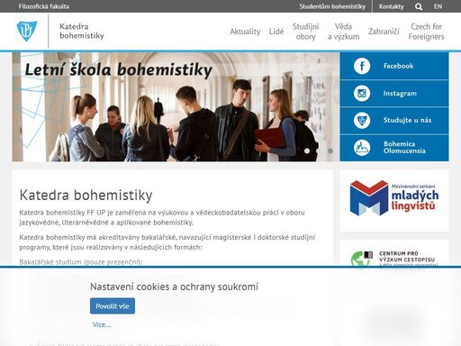 hlavní webové stránky filozofické fakulty univerzity palackého v olomouci