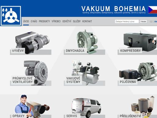 vakuum bohemia s.r.o. zajišťuje prodej, opravy a servis vakuových technologií pro průmysl -průmyslové vývěvy a průmyslová dmychadla. v našem sortimentu najdete průmyslové vývěvy, vakuové systémy, olejové i bezolejové kompresory, minikompresory, dmychadla 