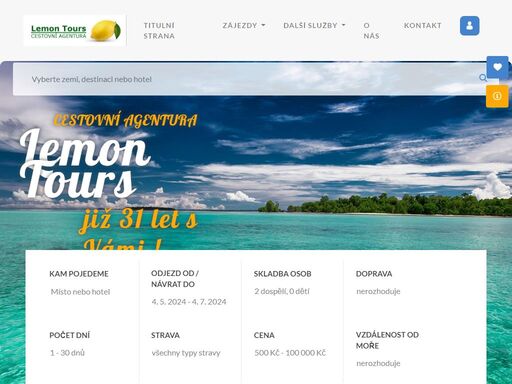 cestovní agentura lemon tours, ostrov, vám nabízí několikrát denně aktualizovanou nabídku dovolené, last minute dovolené nejen k moři. kontaktujte nás , s vaším výběrem vám rádi poradíme.