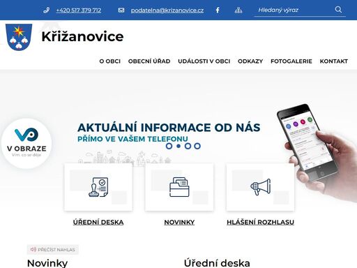 oficiální stránky obce křižanovice