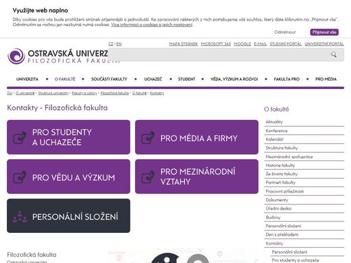 kontakty - filozofická fakulta ou - oficiální internetové stránky ostravské univerzity.