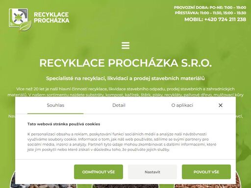recyklace – procházka s.r.o. nabízí likvidaci stavebního odpadu k recyklaci, prodej substrátu, štěrku, písku, recyklátu a mulčovací kůry.