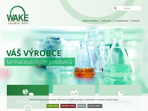 wake spol. s r.o.  s vlastní laboratoří nabízí smluvní výrobu produktů v oblasti léčivých přípravků, kosmetiku až po doplňky stravy.