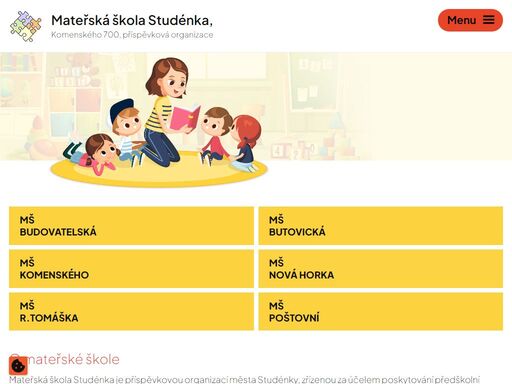 mateřská škola studénka je příspěvkovou organizací města studénky.