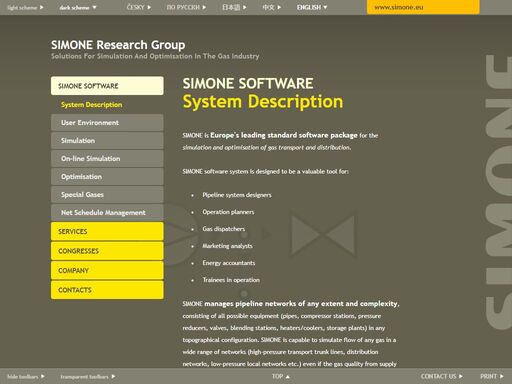 simone software - simone research group s.r.o. - solutions for simulation and optimisation in the gas industry