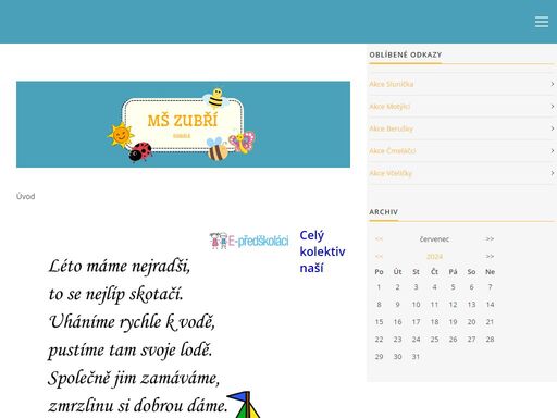 oficiální internetové stránky mateřské školy zubří, sídliště 6. května 1109, okres vsetín.