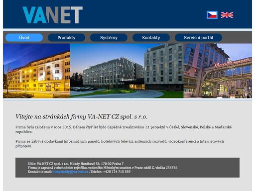 va-net cz, hotelové systémy, televizní systémy, informační panely