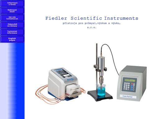 hlavní strana firmy fiedler scientific instruments, dodavatel laboratorního vybavení a přístrojů pro průmysl výzkum a výuku