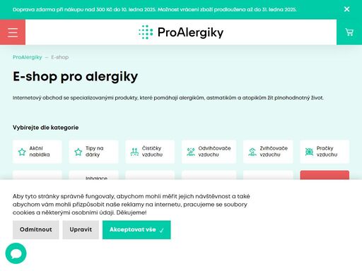 specializovaný e-shop pro alergiky, astmatiky a atopiky. nakupte si u nás prověřené produkty, které opravdu pomáhají. rádi vám odborně poradíme s výběrem.