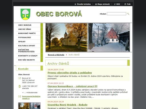 oficiální stránky obce borová u náchoda.