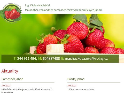 jahody kunratice - maloodběr, velkoodběr, samosběr čerstvých kunratických jahod