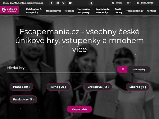 escapemania.cz - všechny české únikovky, vstupenky a mnohem více.