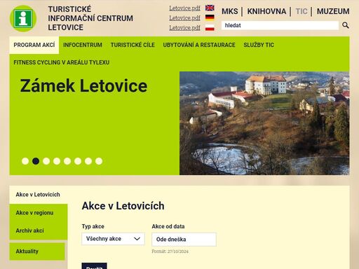 web mks letovic, tic letovice a knihovny letovice