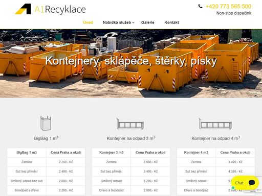 a1recyklace.cz - kontejnery a odvoz odpadu, uložení a recyklace odpadu, prodej sypkých materiálů.