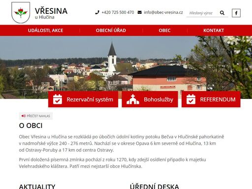 oficiální stránky obce vřesina