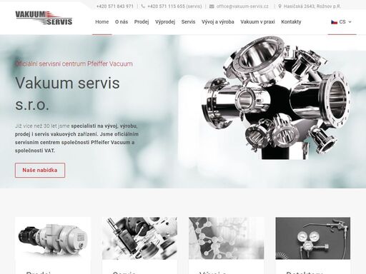  vakuum servis s.r.o. je servisním centrem společnosti pfeiffer vacuum, a také zastoupením firem vat vakuumventile, scia systems a hsr ag. 