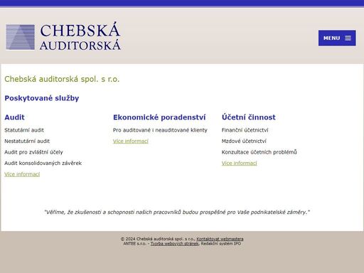 chebská auditorská spol. s r.o. provádí audit, ekonomické poradenství a vedení účetnictví.