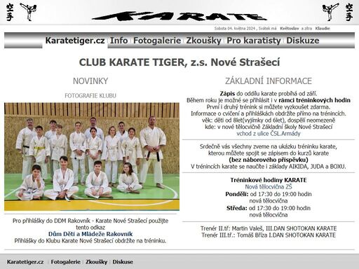 karate z nového strašecí,club karate tiger - nové strašecí, kurzy karate, základy aiki-do, box