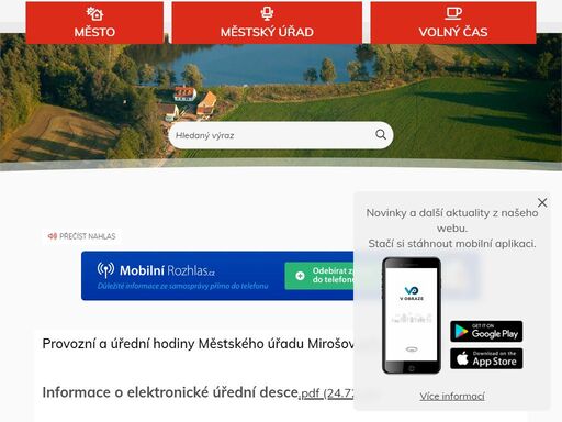 oficiální stránky města mirošov