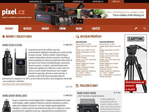 internetový magazín o natáčení a zpracování videa - přehled novinek, recenze video techniky a software, návody, bazar.