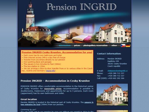 comfortable accommodation in pension ingrid in the historical town of cesky krumlov